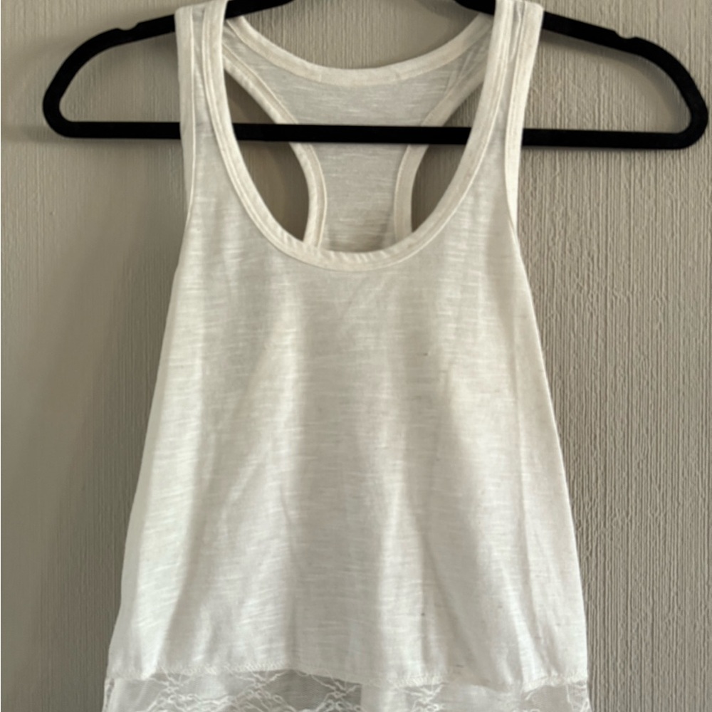 Forever 21 White Lace Trim Tank Top